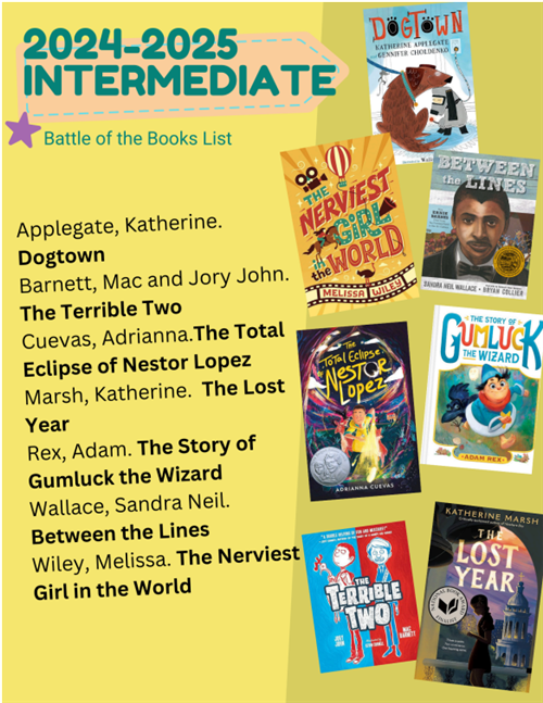 Intermediate Booklist for Battle of the Books 24-25